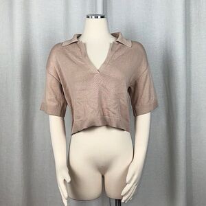 Melrose and Market Knit Polo Sweater Tan Size XXS